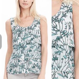 Green and white tiered sleeves blouse, BR brand new..